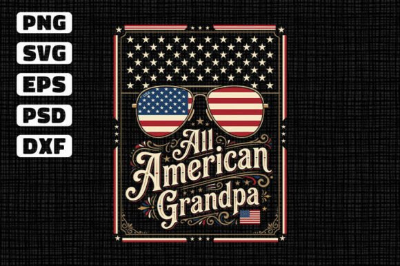 All American Grandpa Patriotic USA SVG