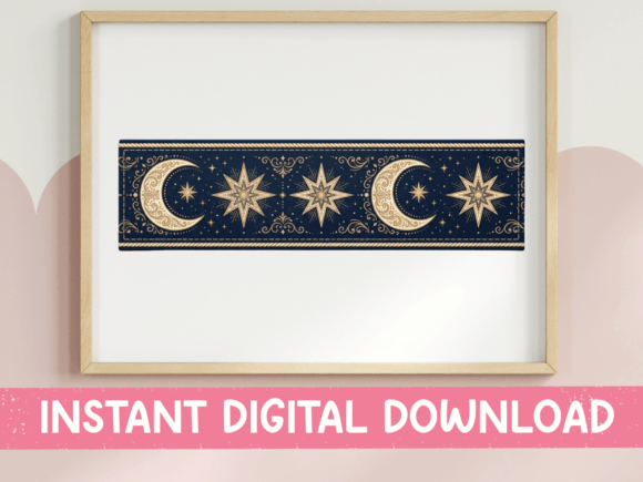 Celestial Moon Star Border SVG PNG