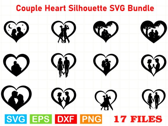 Couple Heart Silhouette SVG Bundle