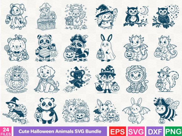 Cute Halloween Animals SVG Bundle