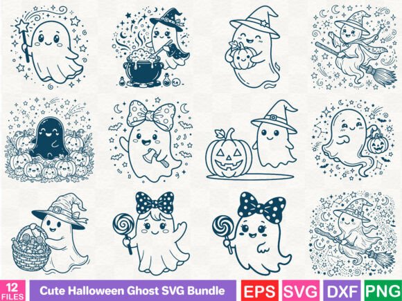 Cute Halloween Ghost SVG Bundle