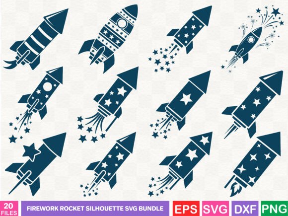 Firework Rocket Silhouette SVG Bundle