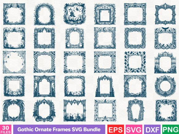 Gothic Ornate Frames SVG Bundle