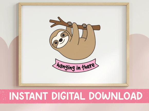 Hanging in There Sloth Banner SVG
