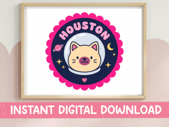 Houston SVG PNG Cat Astronaut Badge