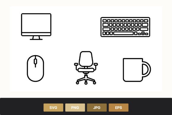 Office Computer Mouse Chair Mug Icons