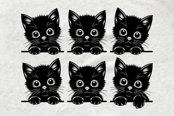 Peeking Black Cat Clipart PNG SVG EPS