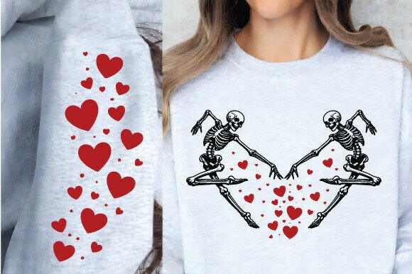 Skeleton Couple Heart Love SVG PNG