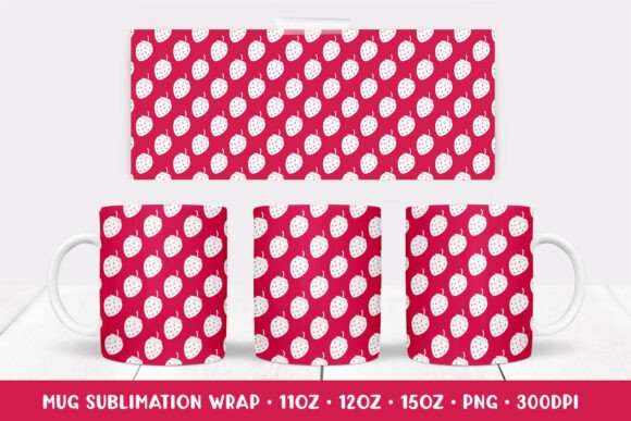 Strawberry Mug Wrap Sublimation Design