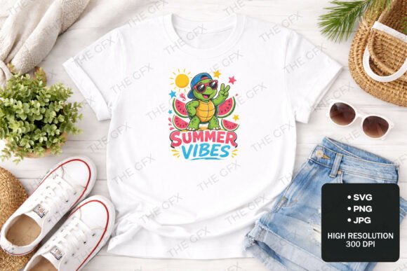 Summer Vibes Turtle SVG T-shirt Design